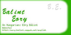 balint eory business card